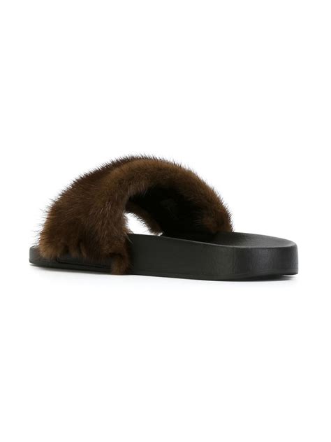 givenchy fur slides celebrities|givenchy flat mules.